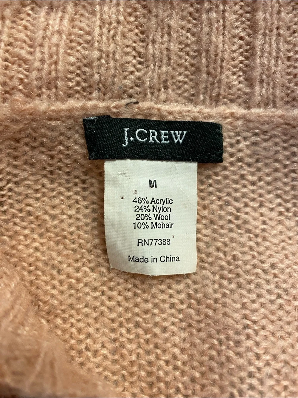 J. Crew dusty pink Chalet wool mohair knit cowl turtleneck sweater